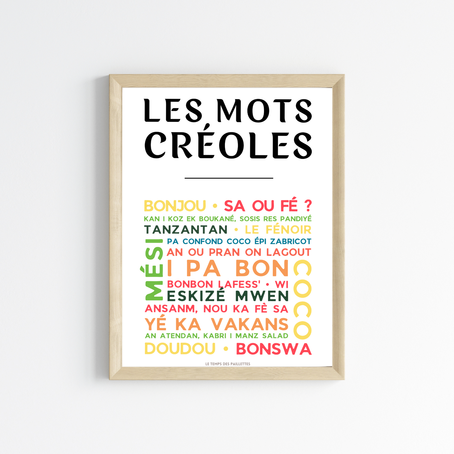 Affiche Le créole - Poster mots créoles par Le Temps des Paillettes