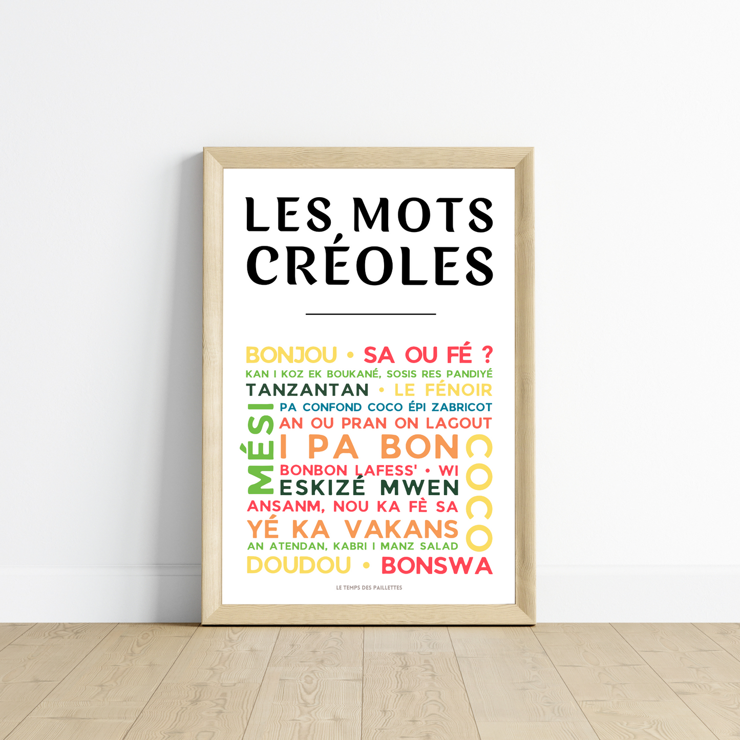 Affiche Le créole - Poster mots créoles par Le Temps des Paillettes