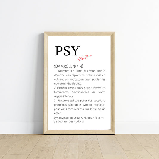 Affiche définition psy - Affiche minimalistes psychologue