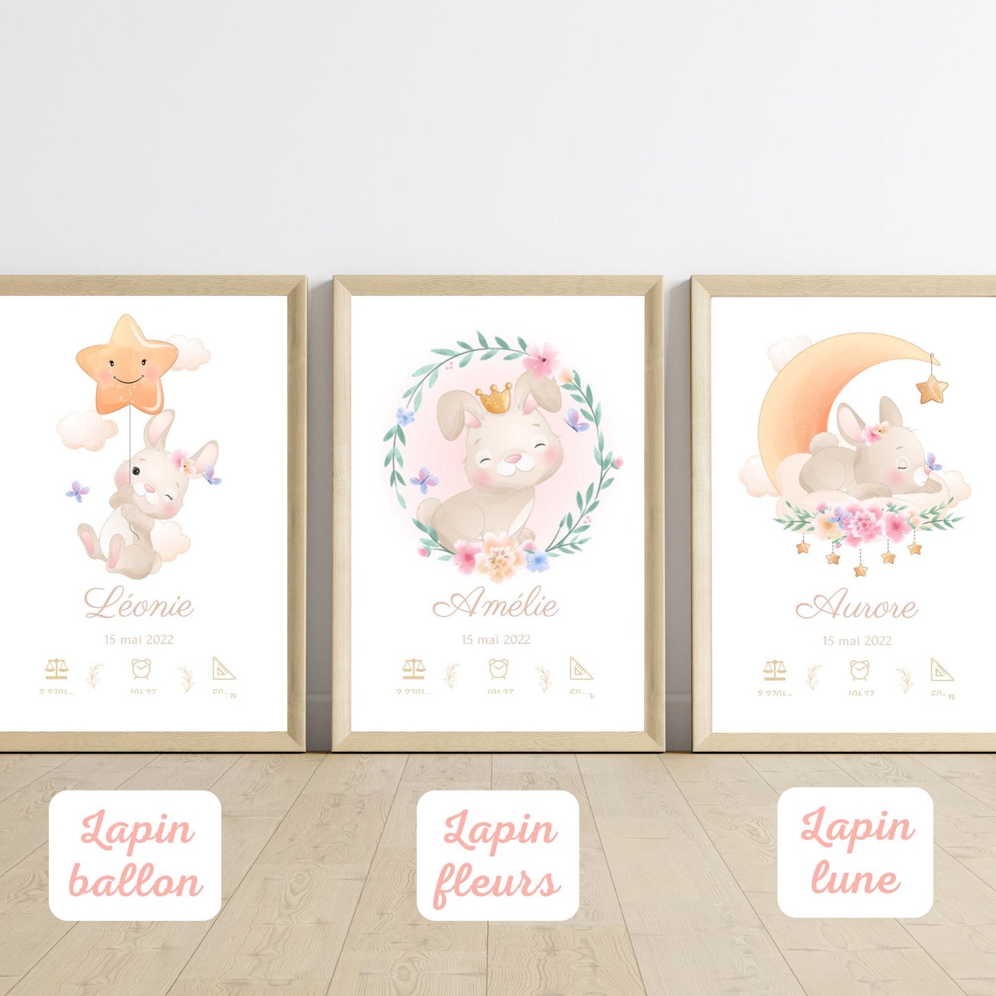 affiche enfant animaux personnalisée prénom 18 illustrations décoration murale bébé
