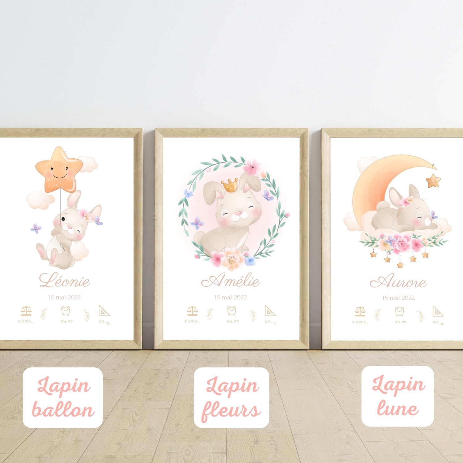 affiche enfant animaux personnalisée prénom 18 illustrations décoration murale bébé