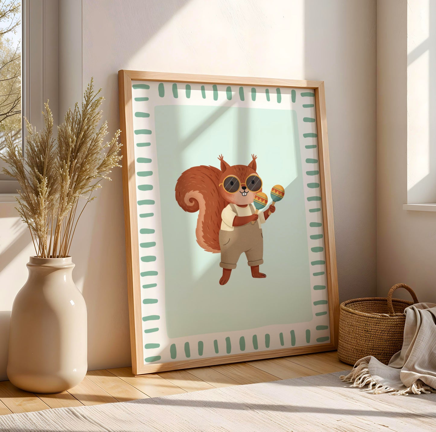 Affiche Écureuil Maracas – Poster Coloré Animaux Musiciens Chambre Enfant Dopamine Decor Cadeau Naissance - Image 3