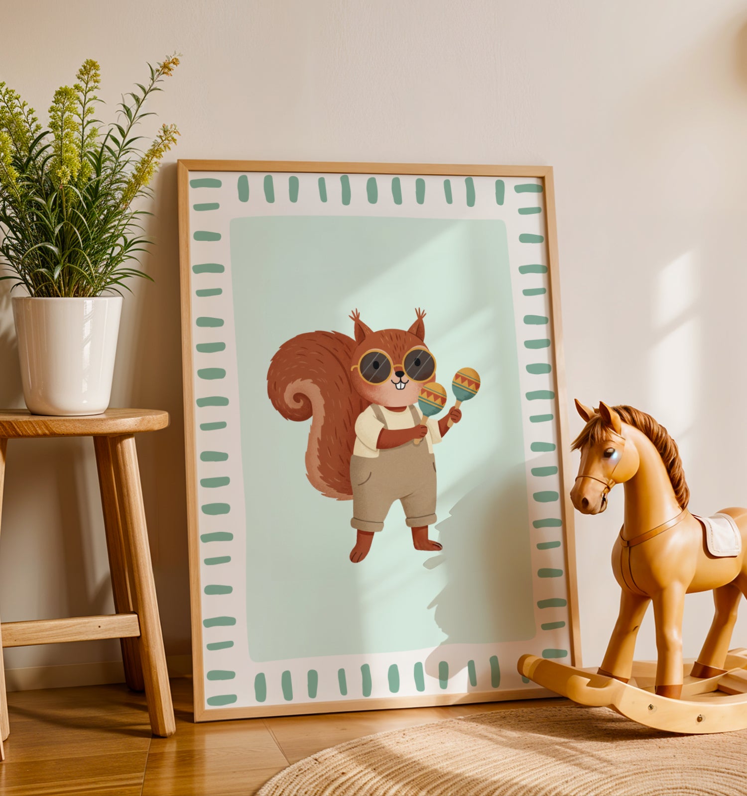 Affiche Écureuil Maracas – Poster Coloré Animaux Musiciens Chambre Enfant Dopamine Decor Cadeau Naissance - Image 5
