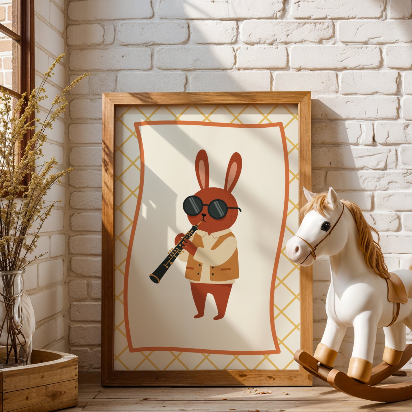 Affiche Lapin Hautbois – Poster Coloré Animaux Musiciens Chambre Enfant Dopamine Decor Cadeau Naissance - Image 3