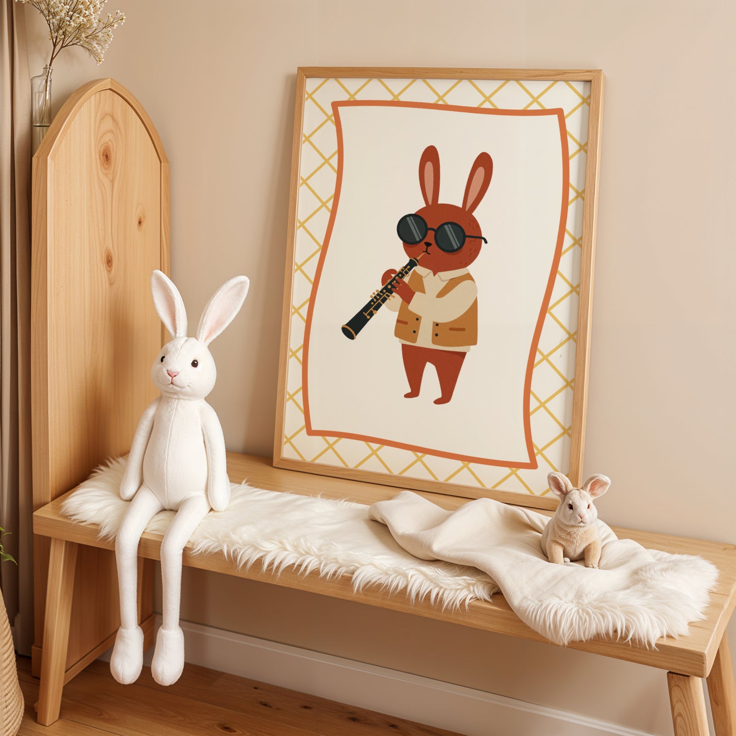 Affiche Lapin Hautbois – Poster Coloré Animaux Musiciens Chambre Enfant Dopamine Decor Cadeau Naissance - Image 4