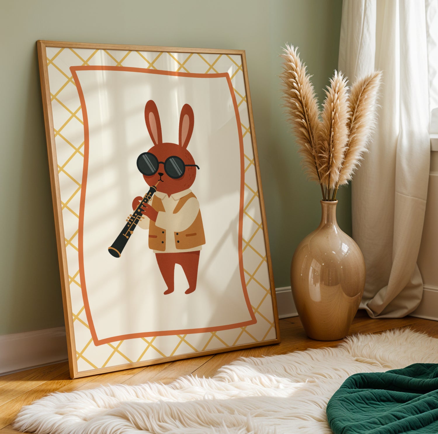 Affiche Lapin Hautbois – Poster Coloré Animaux Musiciens Chambre Enfant Dopamine Decor Cadeau Naissance - Image 5