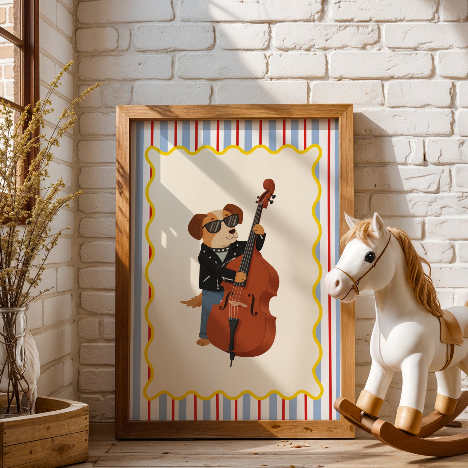 Affiche Chien Contrebasse – Poster Coloré Animaux Musiciens Chambre Enfant Dopamine Decor Cadeau Naissance - Image 3