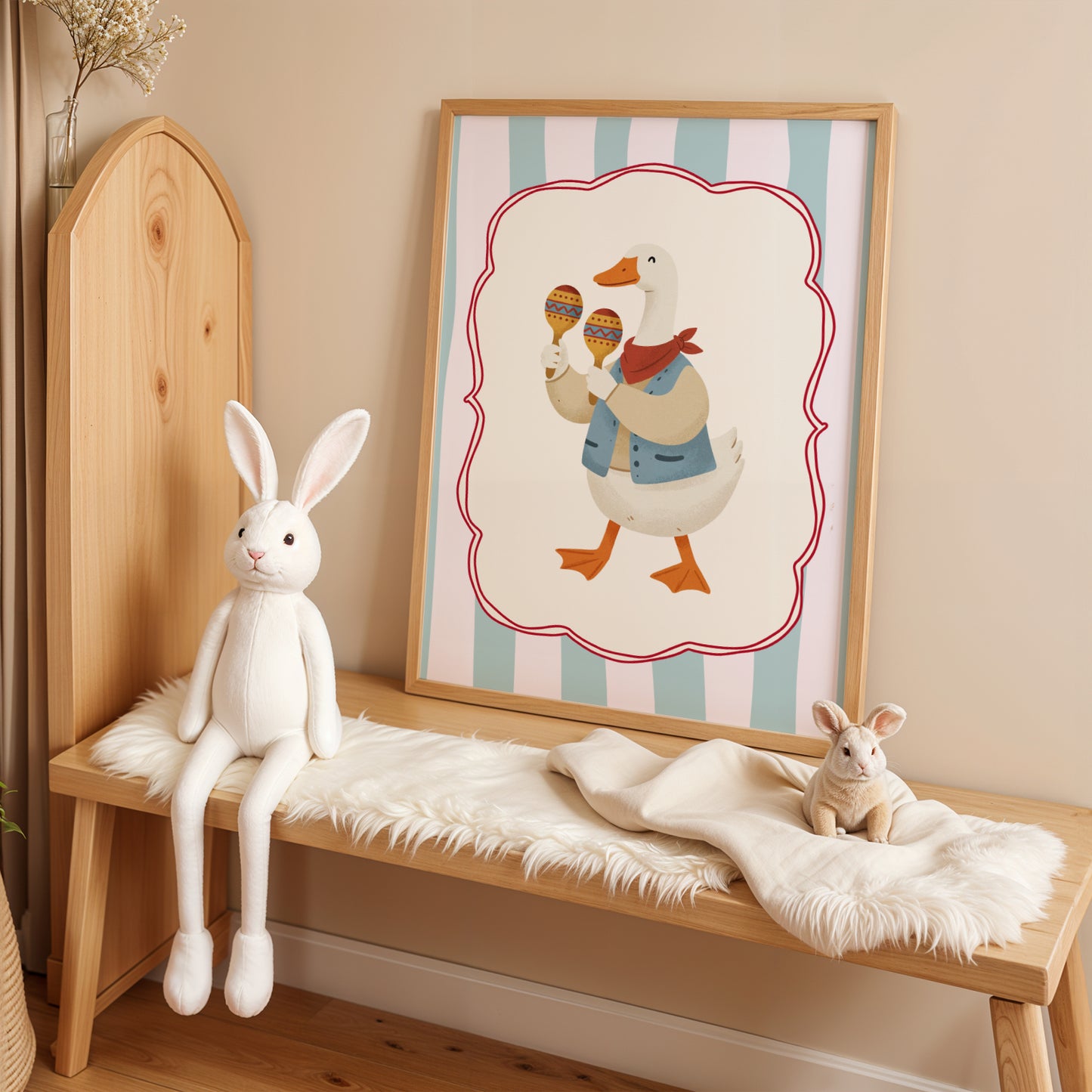 Affiche Oie Maracas - Décoration Chambre Enfant Musique, Poster Animaux Coloré, Tableau Bébé Original, Cadeau Naissance et Anniversaire