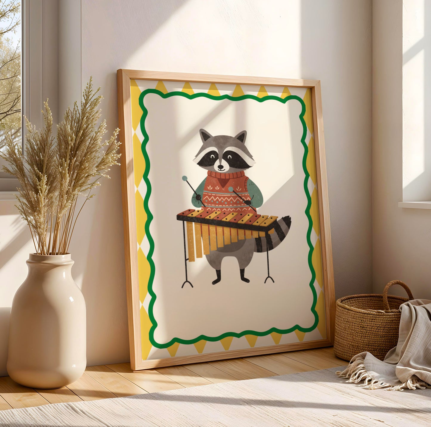 Affiche Raton Laveur Xylophone – Poster Coloré Animaux Musiciens Chambre Enfant Dopamine Decor Cadeau Naissance - Image 2