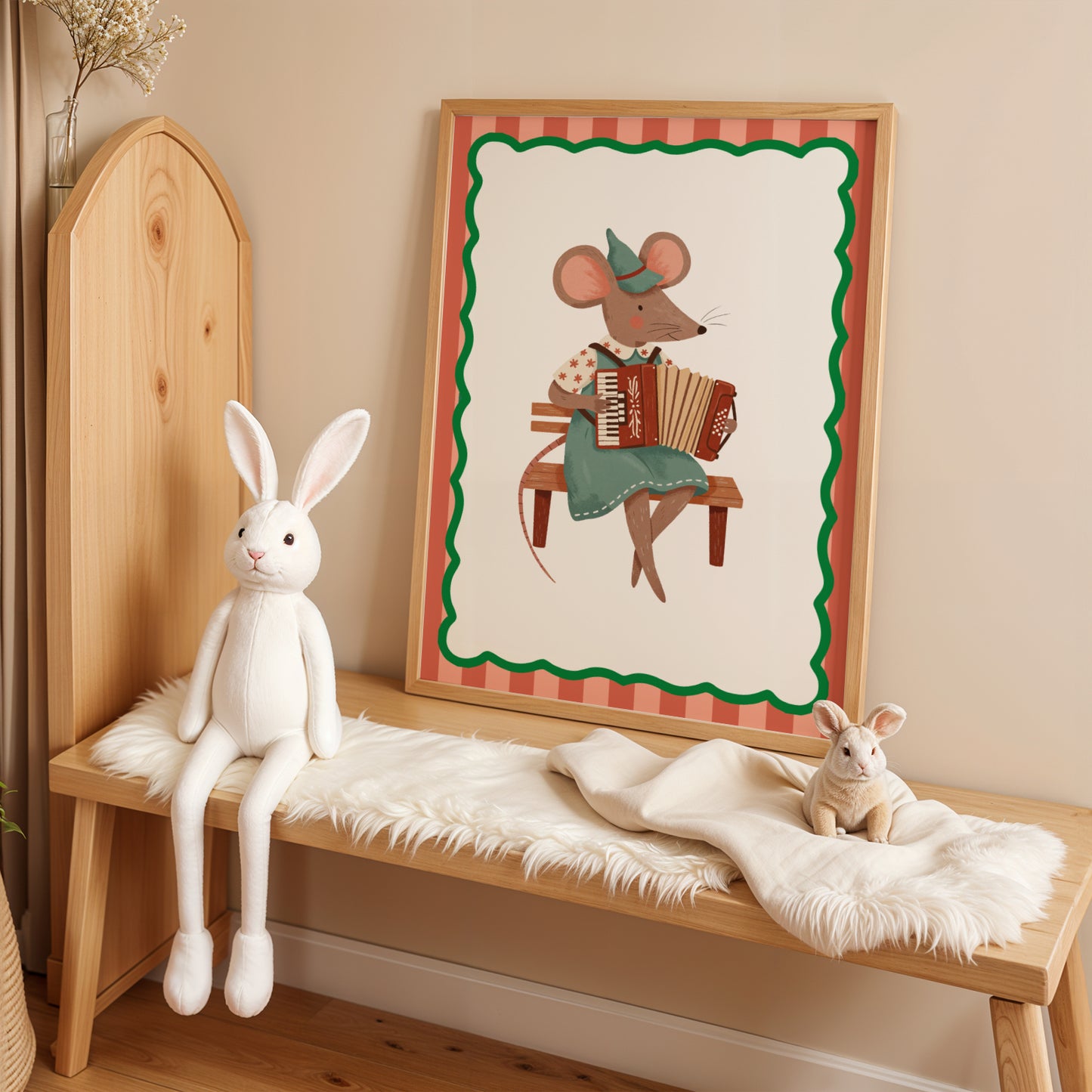 Affiche Souris Accordéon - Décoration Chambre Enfant Musique, Poster Animaux Rigolos, Cadeau Naissance Coloré, Illustration Dopamine Decor