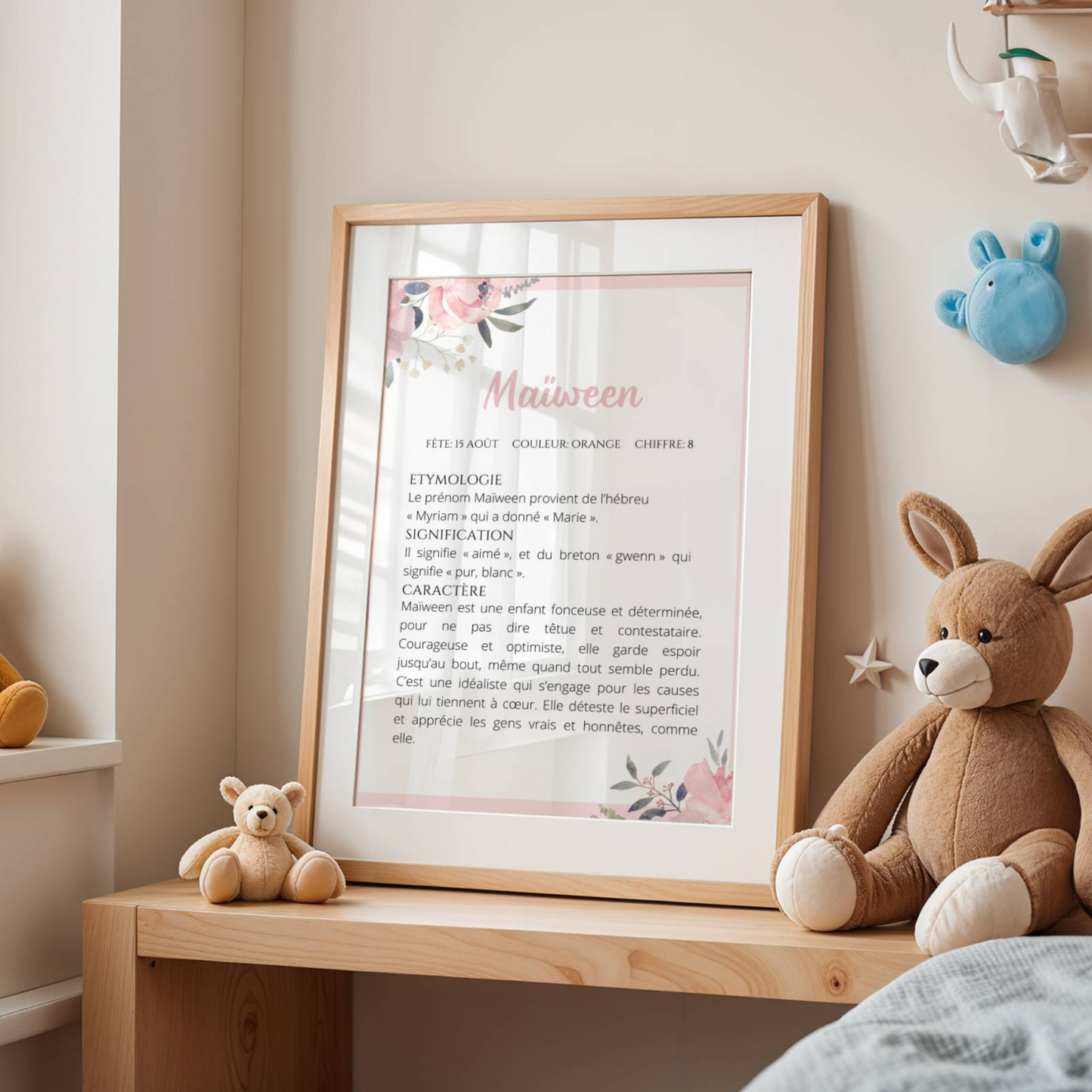 Affiche définition prénom enfant  -  affiche étymologie & caractère par Le Temps des Paillettes