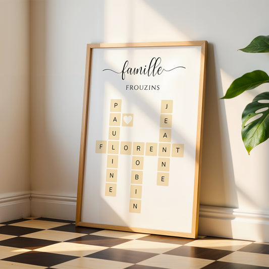 Affiche personnalisée Famille – Style Scrabble