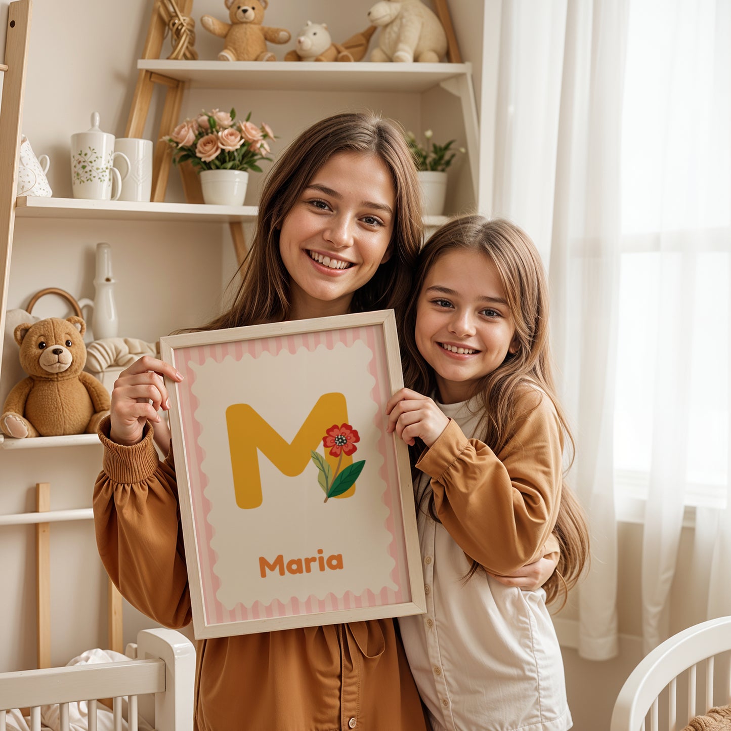 affiche bébé personnalisée prénom fille style dopamine décor chambre enfant