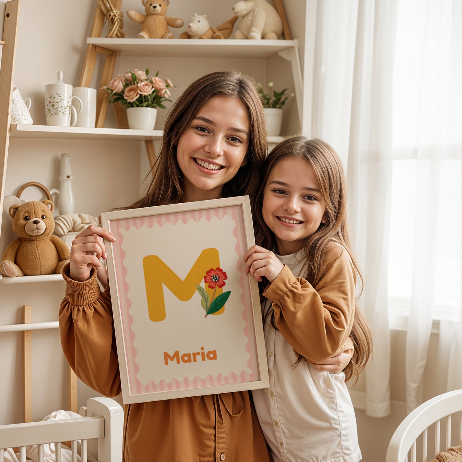 affiche bébé personnalisée prénom fille style dopamine décor chambre enfant