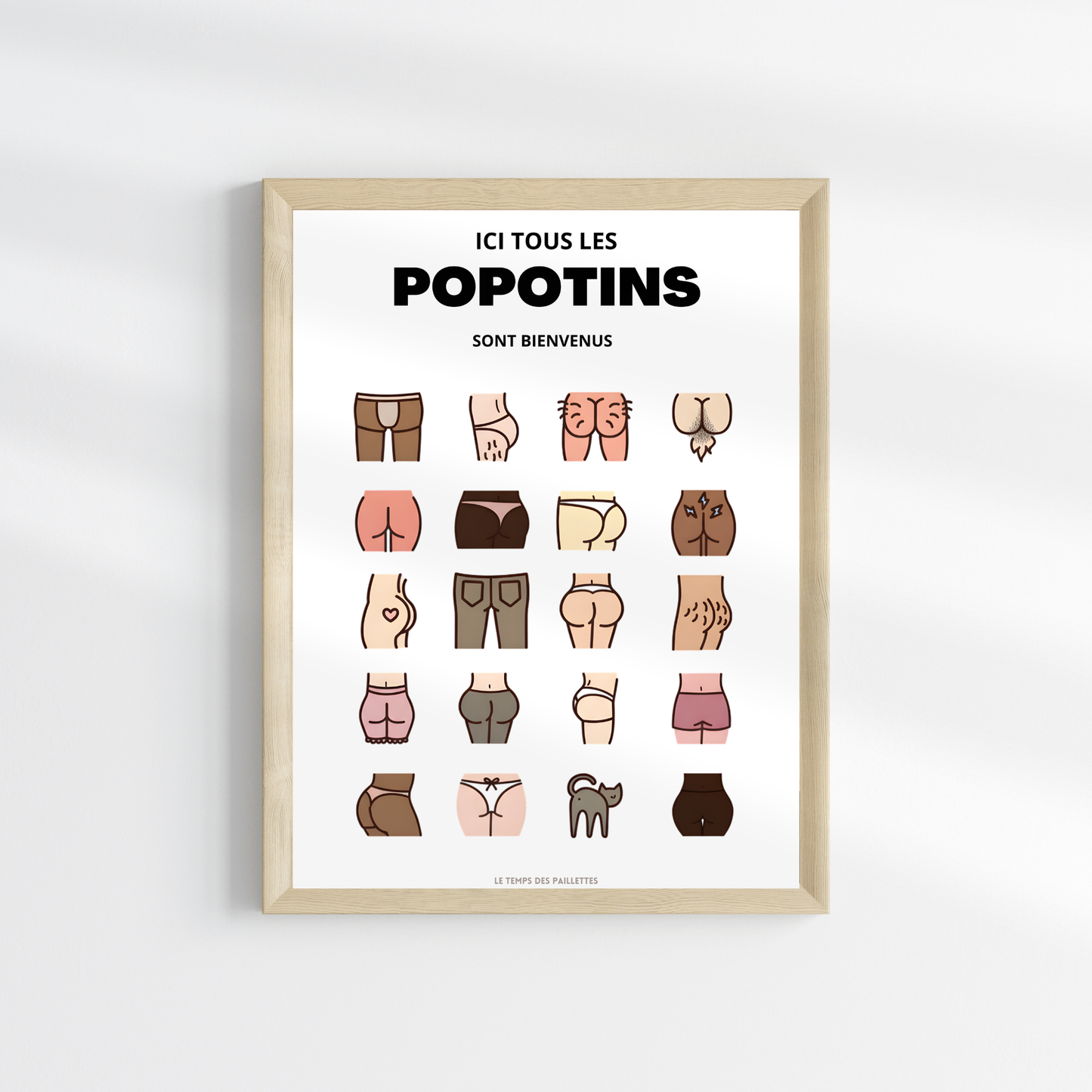 Affiche humour WC - affiche ici tous les popotins sont bienvenus version couleurs