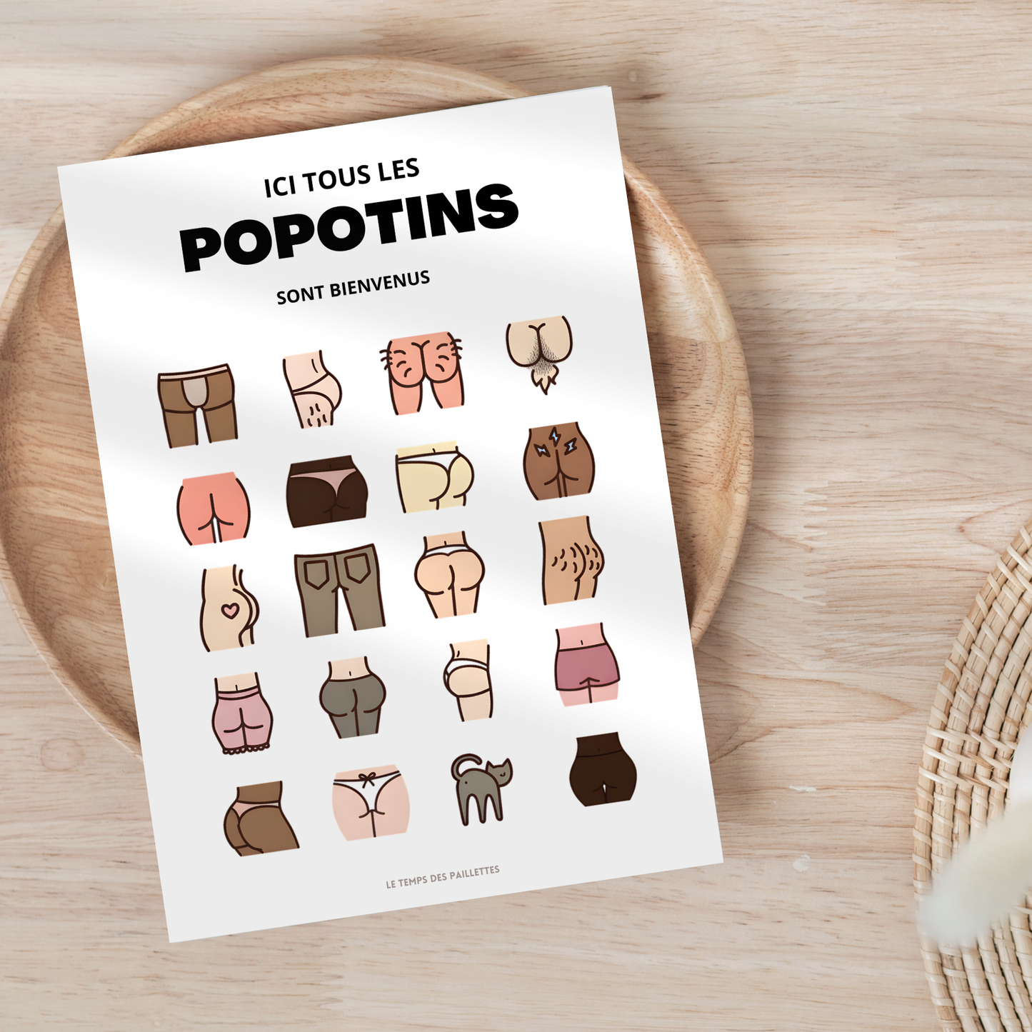 Affiche humour WC - affiche ici tous les popotins sont bienvenus version couleurs