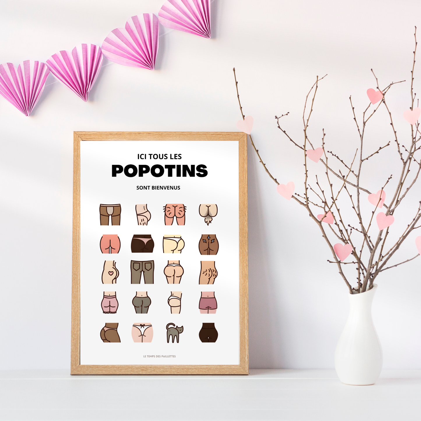 Affiche humour WC - affiche ici tous les popotins sont bienvenus version couleurs