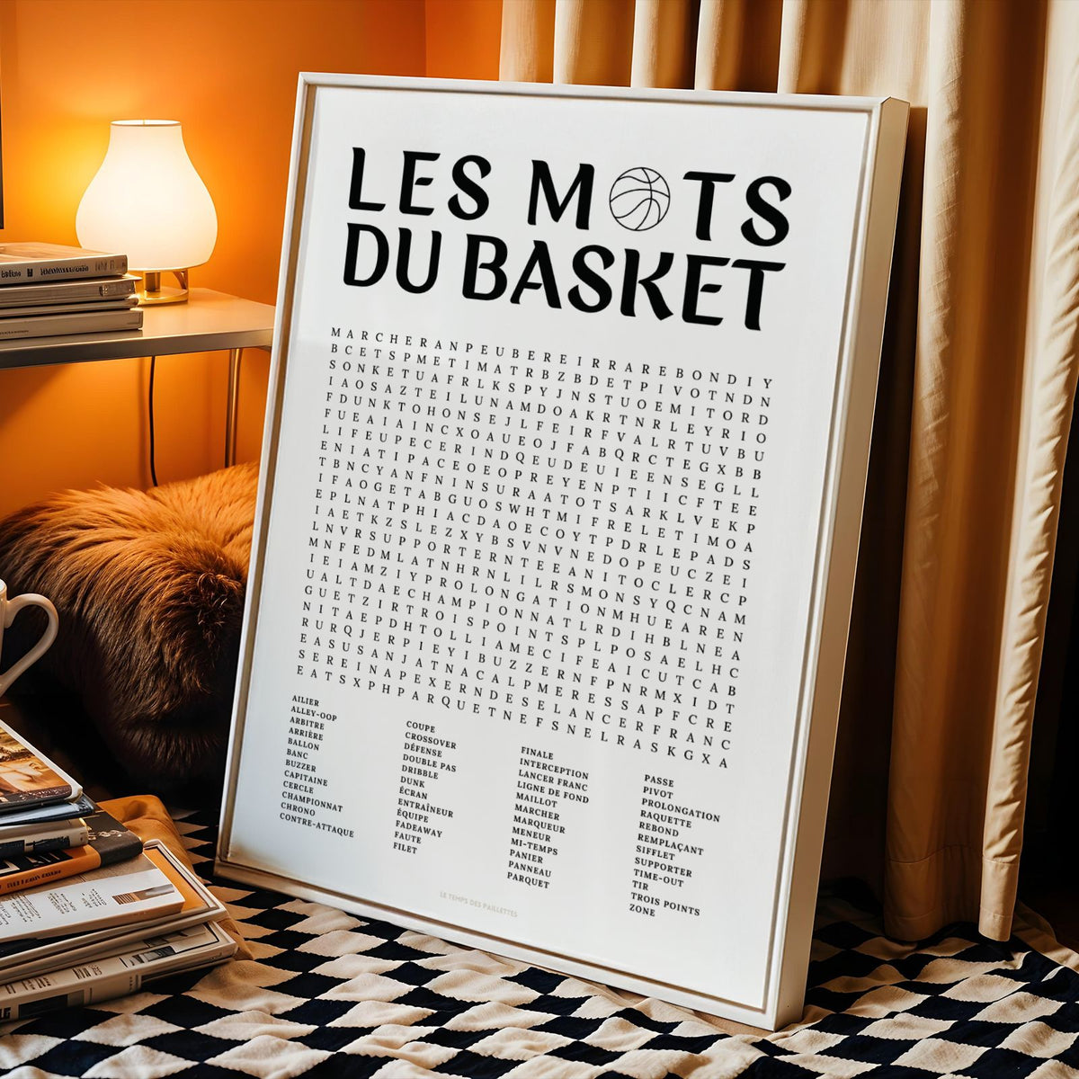 Affiche Basket Mots Mêlés – Poster Jeu à Chercher pour Fan de Basket