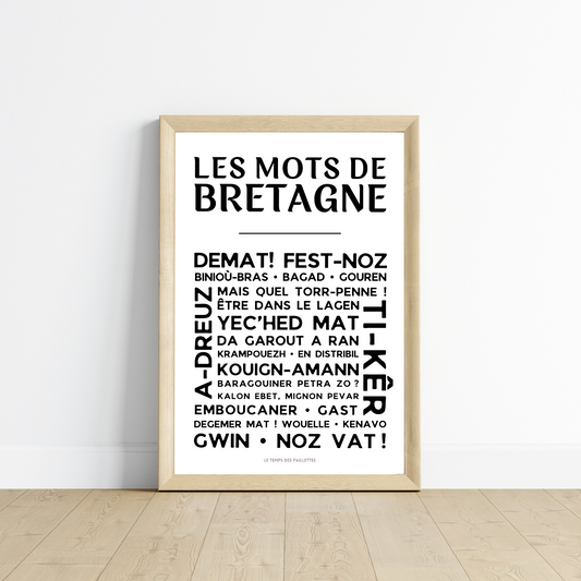 Affiche les Mots de Bretagne - Affiche bretagne - Expressions breizh par Le Temps des Paillettes - Le Temps des Paillettes