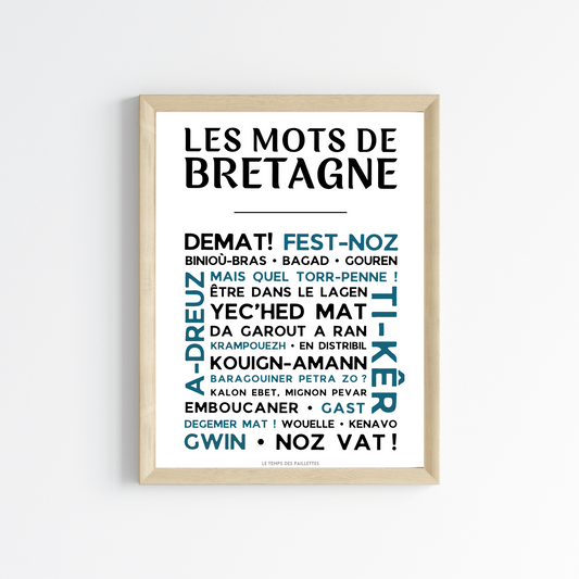 Affiche les Mots de Bretagne - Affiche bretagne - Expressions breizh par Le Temps des Paillettes - Le Temps des Paillettes