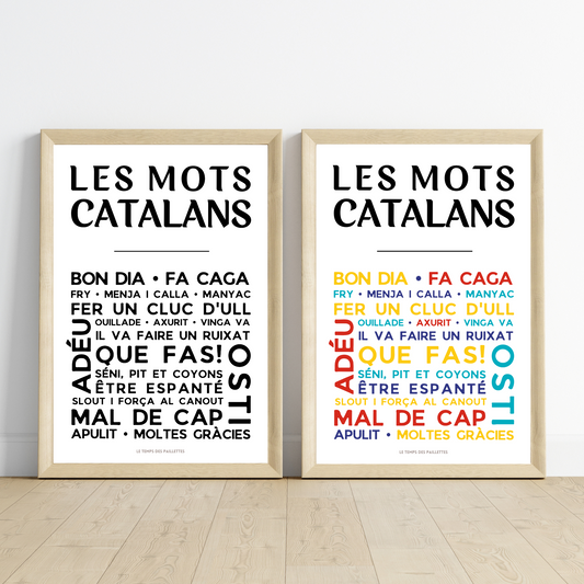 Affiche Le catalan - Poster mots catalans par Le Temps des Paillettes - Le Temps des Paillettes