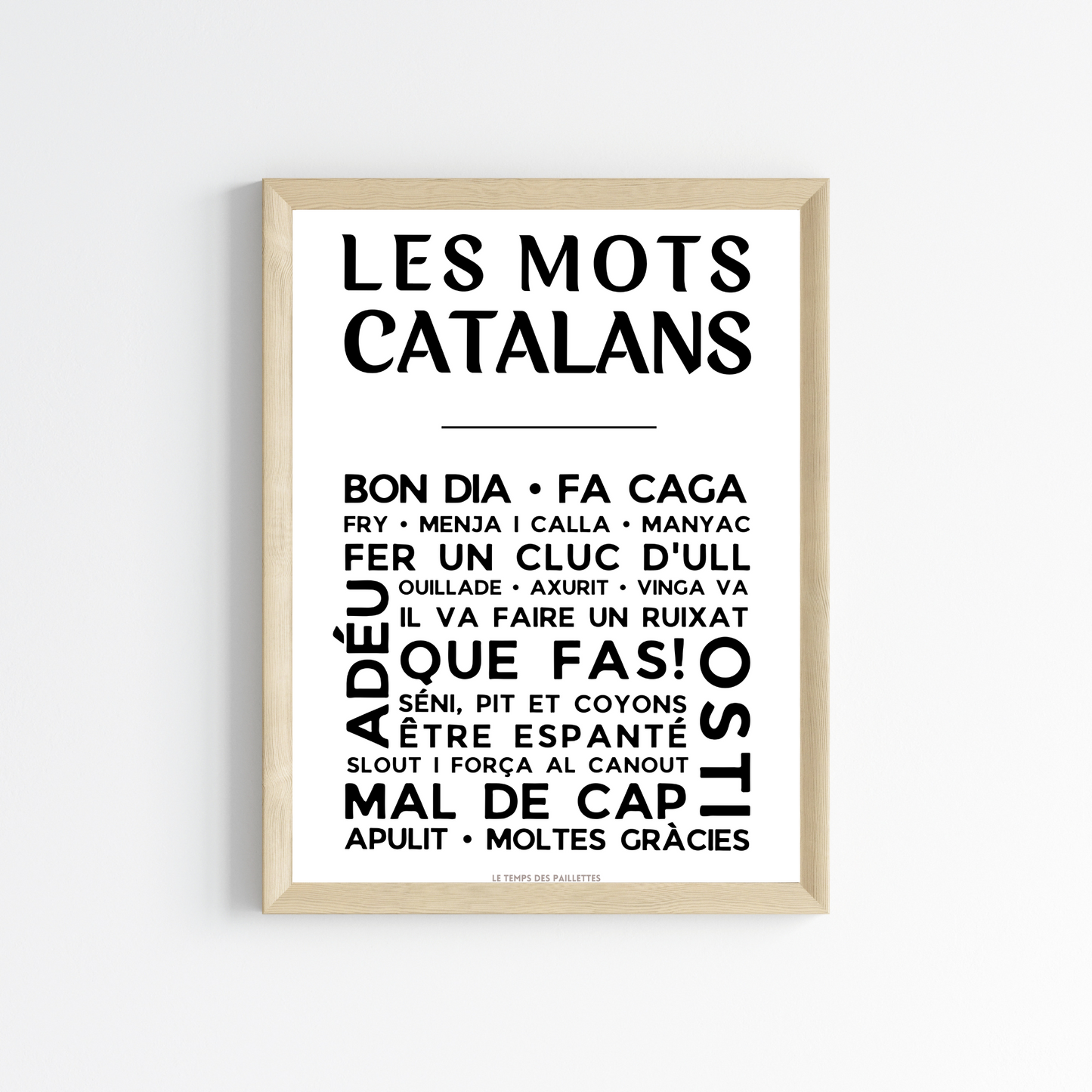 Affiche Le catalan - Poster mots catalans par Le Temps des Paillettes