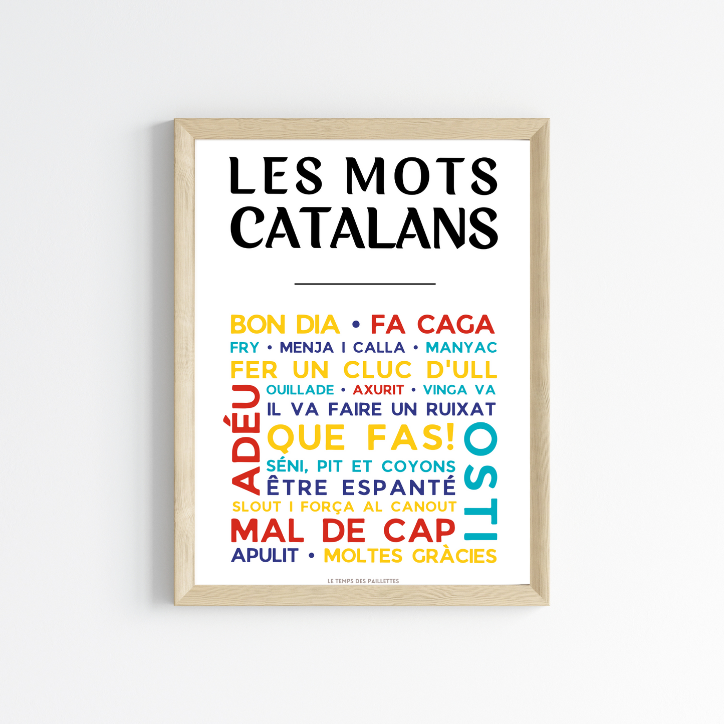 Affiche Le catalan - Poster mots catalans par Le Temps des Paillettes