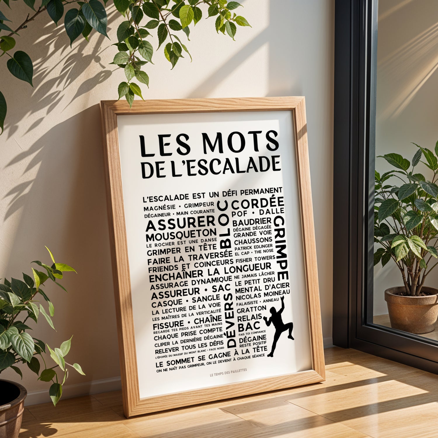 Affiche Les Mots de l'Escalade – poster typographique cadeau grimpeur décoration murale