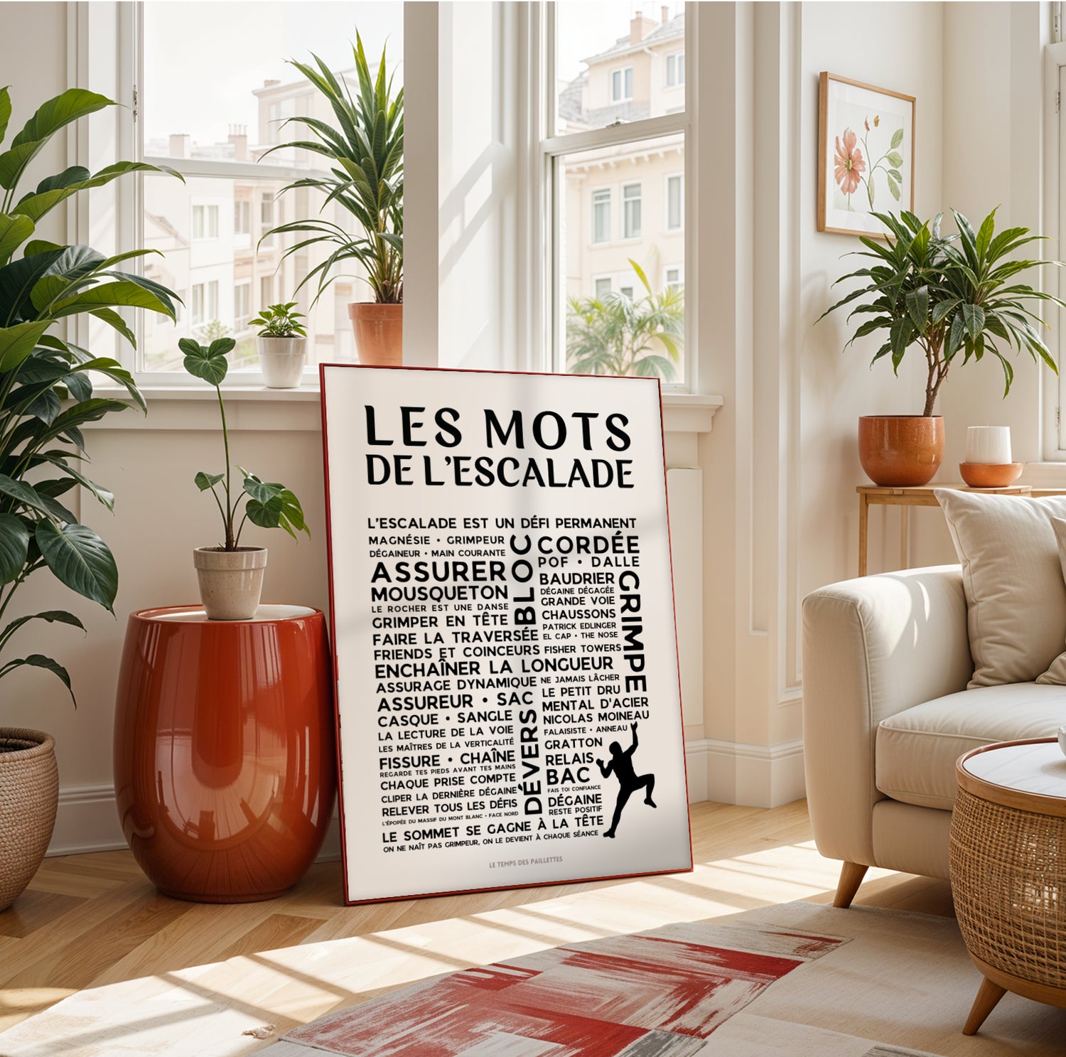 Affiche sport escalade typographique – poster mots grimpe cadeau original