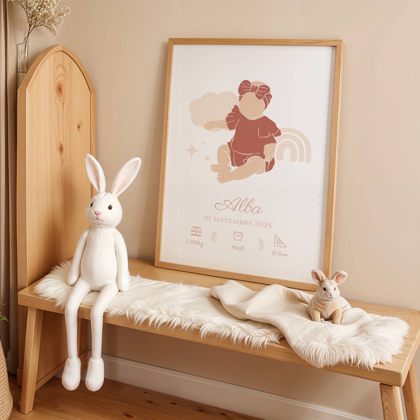 Affiche Naissance Personnalisée – Silhouette Bohème Abstraite Pastel - Image 3