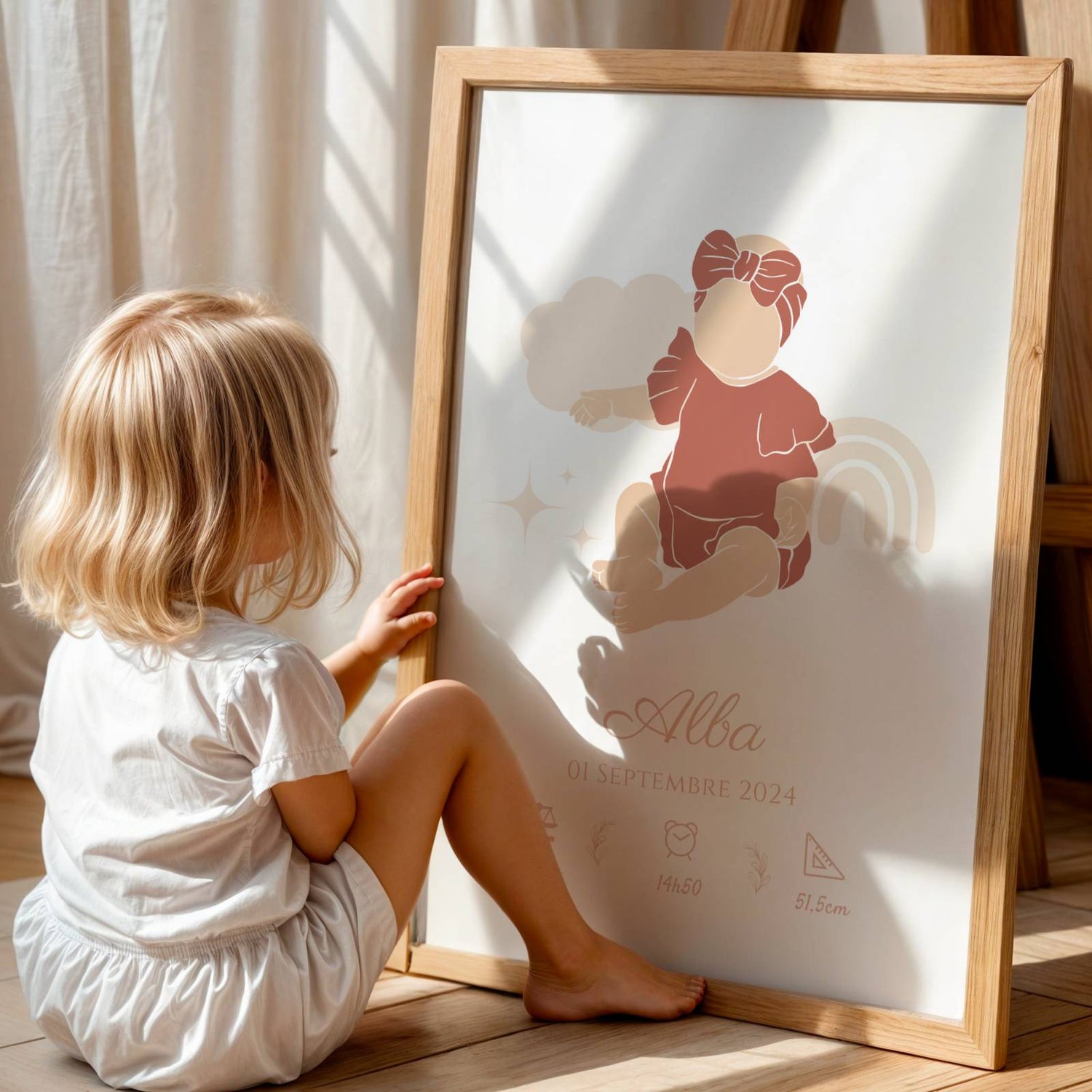 Affiche Naissance Personnalisée – Silhouette Bohème Abstraite Pastel - Image 4