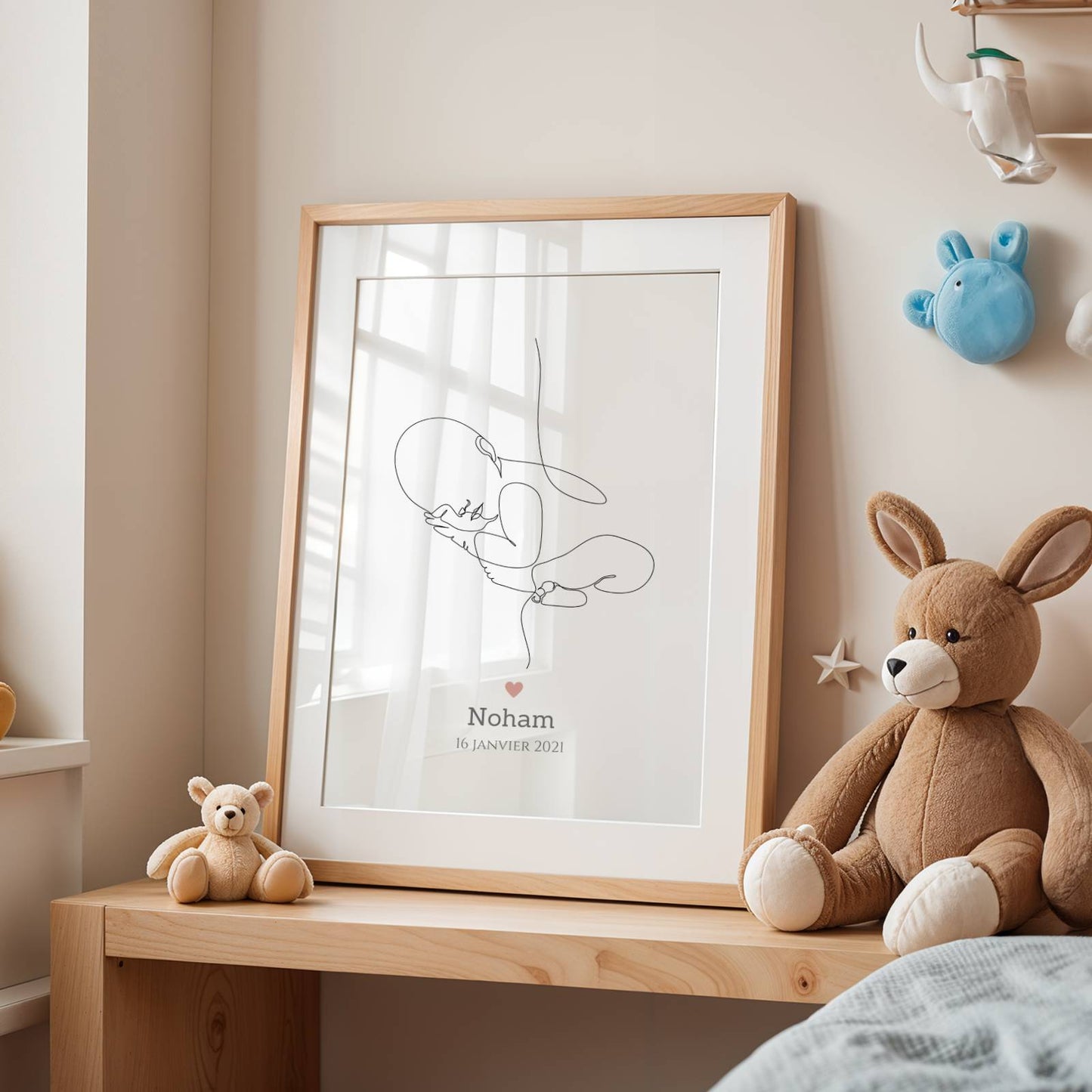 Affiche naissance minimaliste - affiche naissance bébé single line