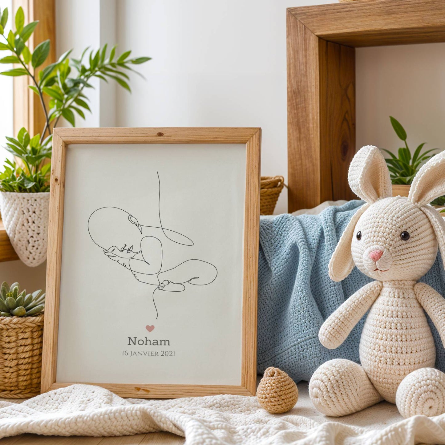 Affiche naissance minimaliste - affiche naissance bébé single line