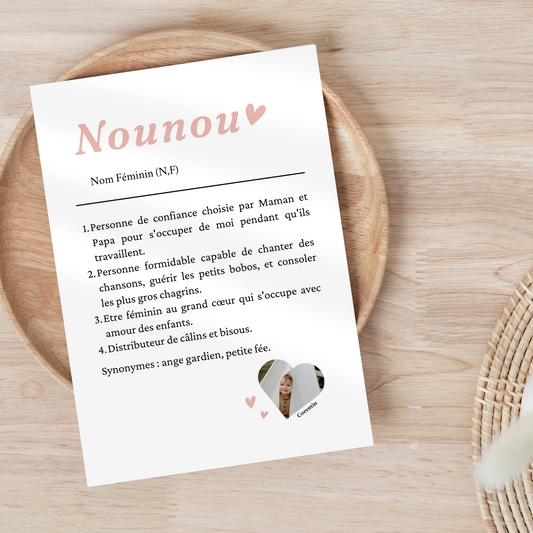 Affiche Scrabble personnalisée Nounou – Cadeau assistante maternelle – Idée merci nounou fin d’année
