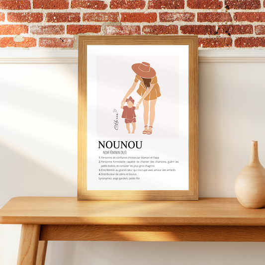 Affiche définition nounou personnalisé - Poster merci nounou - Cadeau personnalisé nounou par Le Temps des Paillettes