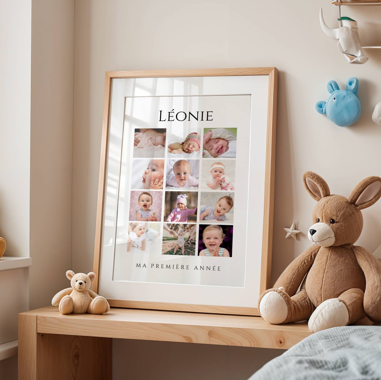 Affiche 1ère Année de Bébé - 12 Mois en Photos - Cadeau Naissance Personnalisé -  Le Temps des Paillettes - Image 1