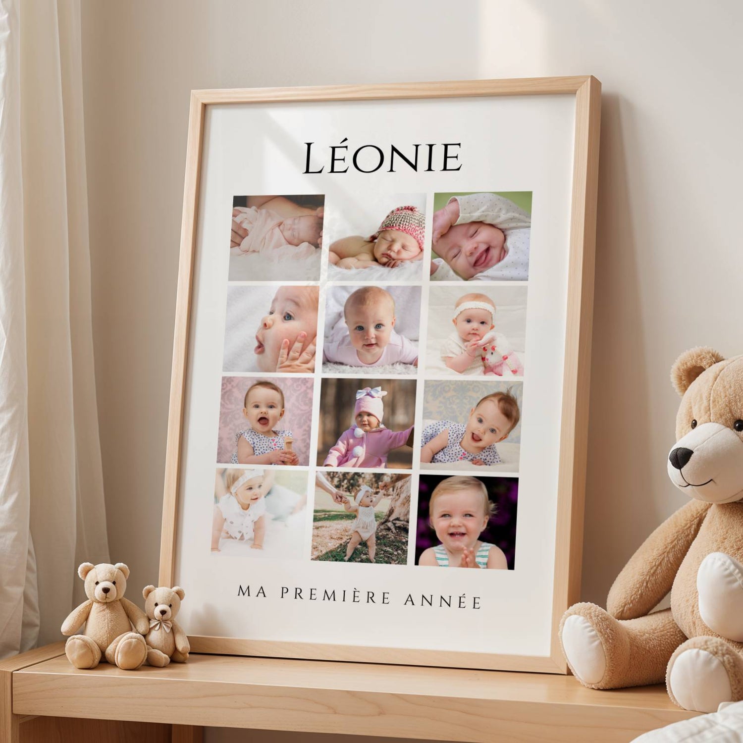 Affiche 1ère Année de Bébé - 12 Mois en Photos - Cadeau Naissance Personnalisé -  Le Temps des Paillettes - Image 2