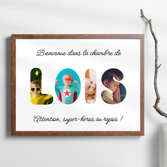 Affiche photo collage prénom pour enfant – Décoration chambre enfant/nouveau-né