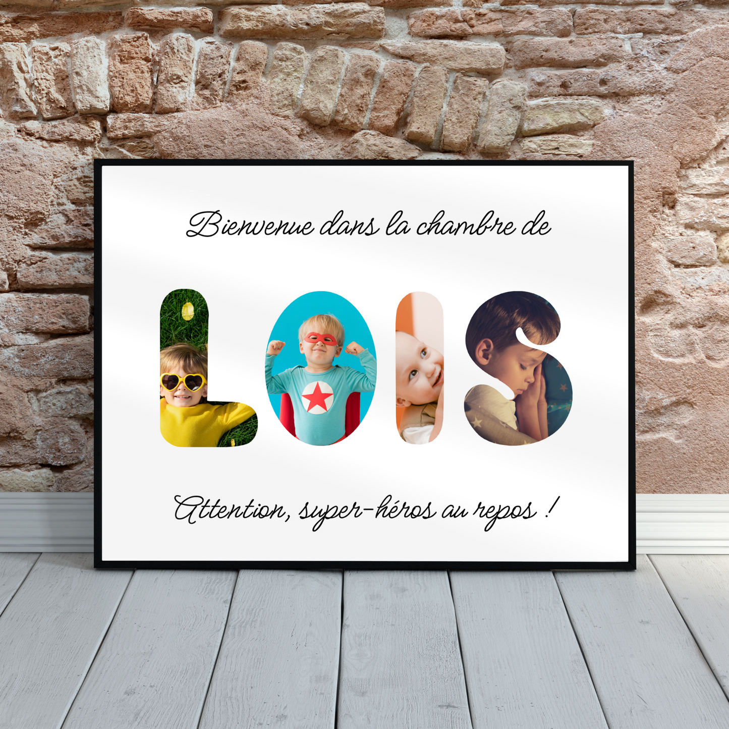 Affiche photo collage prénom pour enfant – Décoration chambre enfant/nouveau-né
