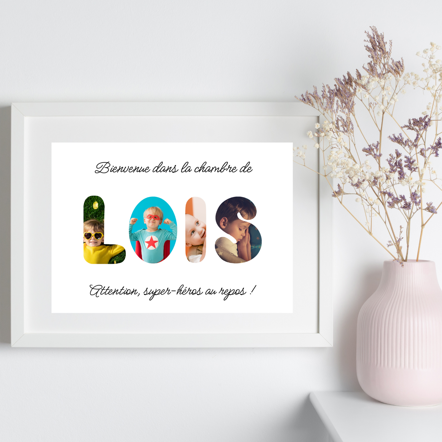 Affiche photo collage prénom pour enfant – Décoration chambre enfant/nouveau-né