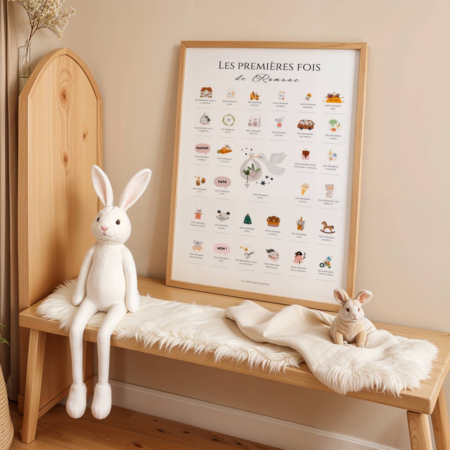 affiche bébé premières fois personnalisée à tamponner décoration murale chambre