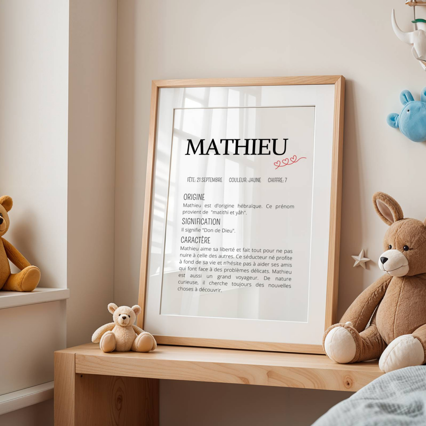affiche naissance personnalisée prénom définition minimaliste cadeau bébé original