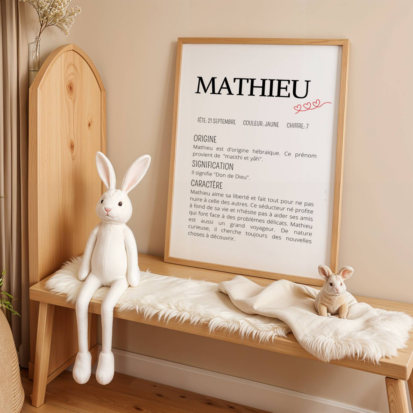 cadeau naissance personnalisé affiche prénom étymologie caractère enfant