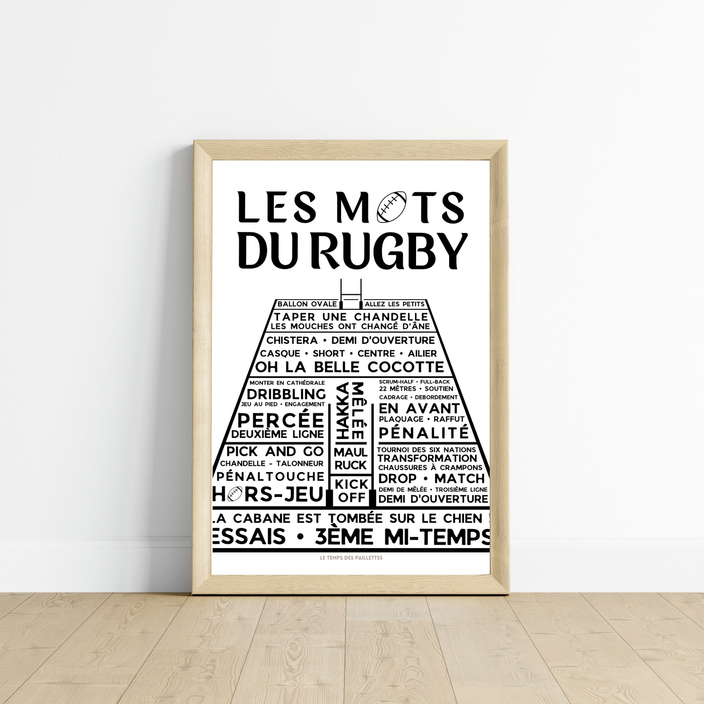 Affiches les mots du rugby - Poster Terrain de rugby  par Le Temps des Paillettes