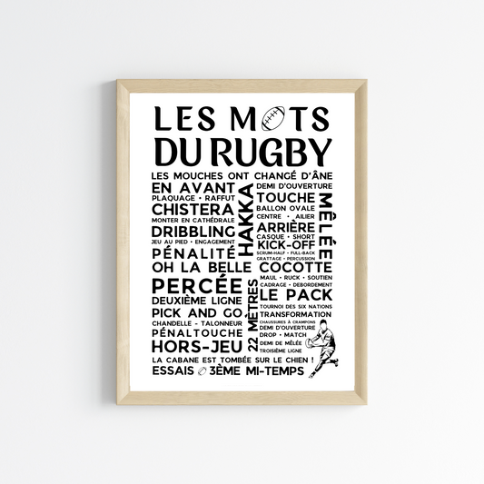 Affiches les mots du rugby - Poster rugby  par Le Temps des Paillettes