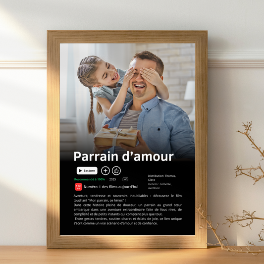 Affiche série/film Netflix Parrain personnalisée – Baptême & Demande Parrain