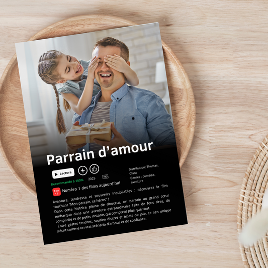 Affiche série/film Netflix Parrain personnalisée – Baptême & Demande Parrain