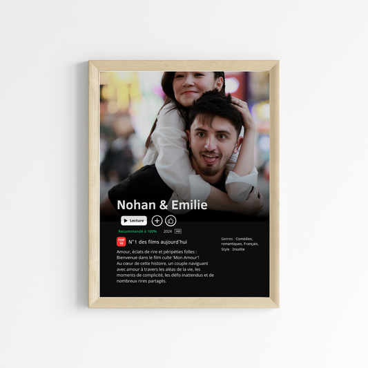 Affiche série personnalisé pour couple avec photos - affiche Netflix - cadeau saint valentin avec photo - affiche personnalisée film par Le Temps des Paillettes - Le Temps des Paillettes
