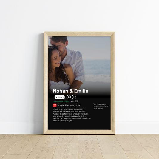 Affiche série personnalisé pour couple avec photos - affiche Netflix - cadeau saint valentin avec photo - affiche personnalisée film par Le Temps des Paillettes - Le Temps des Paillettes