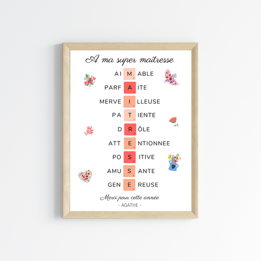 Affiche maîtresse personnalisée - Affiche maîtresse définition - affiche qualité maîtresse par Le Temps des Paillettes - Le Temps des Paillettes